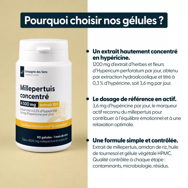 Millepertuis concentré - Titré à 0,3 % d'hypericine