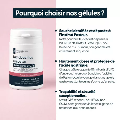 Lactobacillus crispatus - 10 milliards d'UFC par gélule