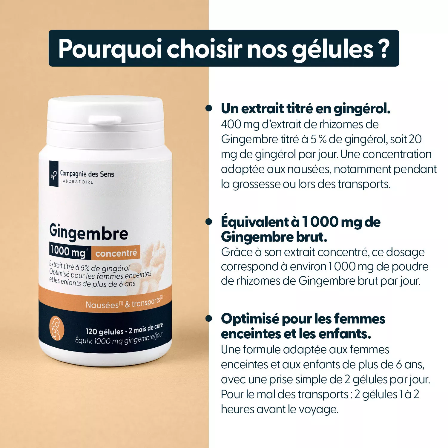 Gingembre concentré Grossesse & Enfants - Titré à 5 % de gingérols