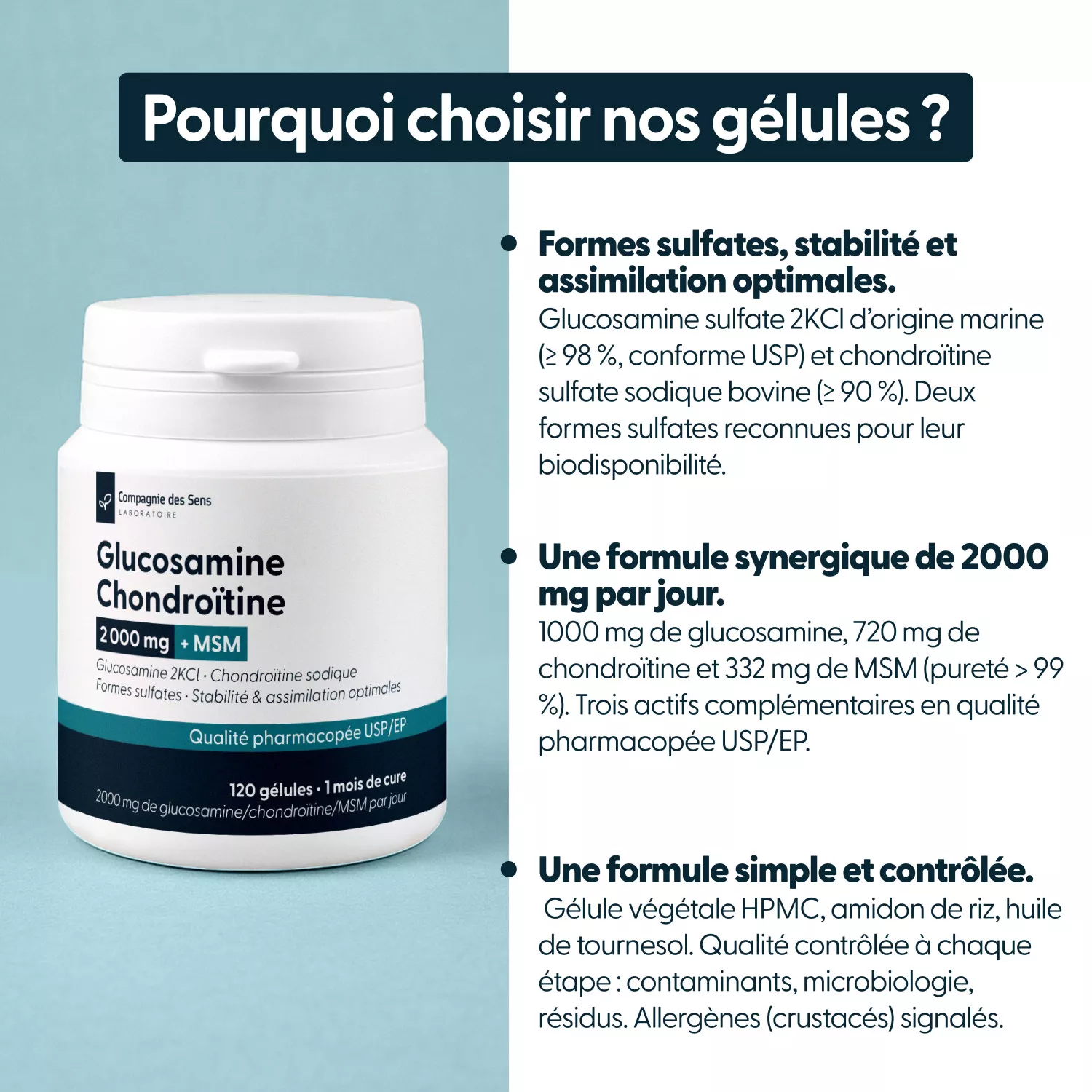 Glucosamine chondroïtine MSM concentré - 1500mg
