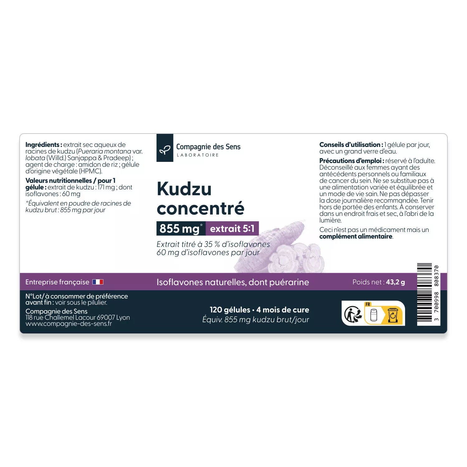 Kudzu concentré - 35 % d'isoflavones