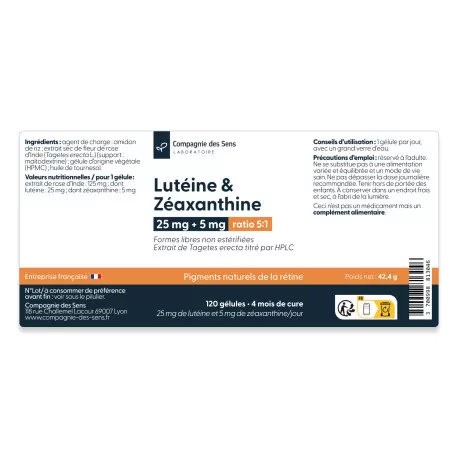Complexe Lutéine & Zéaxanthine concentrées - Ratio 5:1 issue de Tagetes erecta
